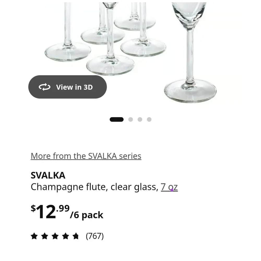 Champagne flute clear glass, 5 oz/15 cl 18 pieces